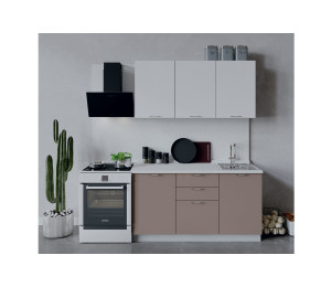 Кухонный гарнитур Весна 1,5 м 150х213.2х47.8 см, цвет каркаса белый, фасада белый глянец, кофе с молоком