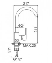 Смеситель для кухни Ledeme L4044-2, хром