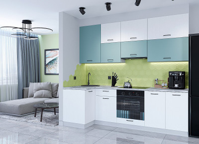 Модульная кухня Флэт-04 Grey-green In 2S/White In 2S.