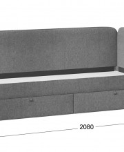 Кровать Молли с мягкой обивкой (900) тип 1 МикроScandi Graphite 22