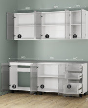 Кухня 2,0 м Астрид графит нубук F24