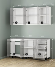 Кухня София 1,6 м графит нубук F24/эмаль белая F26
