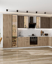Модульная кухня Флэт-05 Brown Casella Oak 2S/Natural Casella Oak 2S