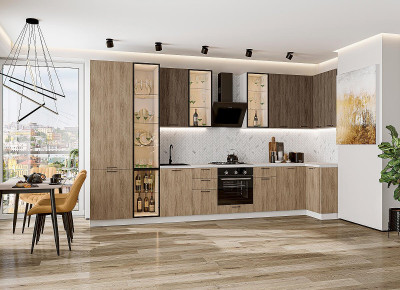 Модульная кухня Флэт-05 Brown Casella Oak 2S/Natural Casella Oak 2S