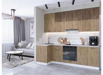 Модульная кухня Флэт-04 Brown Casella Oak 2S/Natural Casella Oak 2S