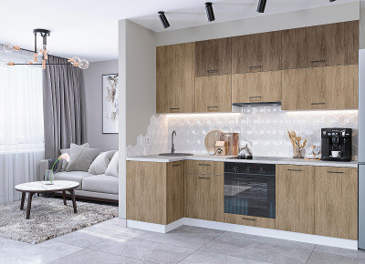 Модульная кухня Флэт-04 Brown Casella Oak 2S/Natural Casella Oak 2S