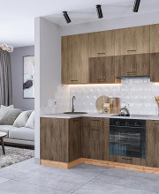 Модульная кухня Флэт-04 Natural Casella Oak 2S/Brown Casella Oak 2S