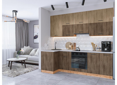 Модульная кухня Флэт-04 Natural Casella Oak 2S/Brown Casella Oak 2S