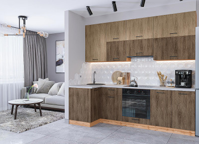 Модульная кухня Флэт-04 Natural Casella Oak 2S/Brown Casella Oak 2S