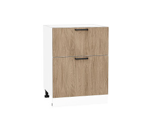 Шкаф нижний с 2-мя ящиками Флэт Natural Casella Oak 2S / Белый 816*600*478 мм