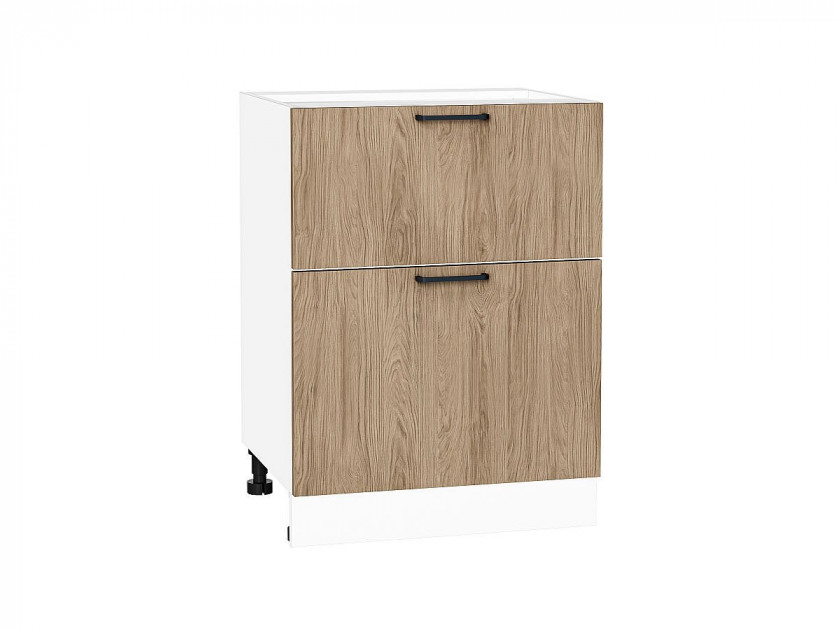 Шкаф нижний с 2-мя ящиками Флэт Natural Casella Oak 2S / Белый 816*600*478 мм