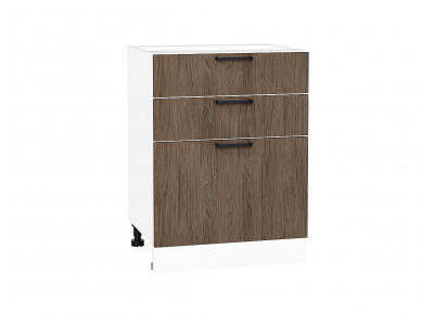 Шкаф нижний с 3-мя ящиками Флэт Brown Casella Oak 2S / Белый 816*600*478 мм