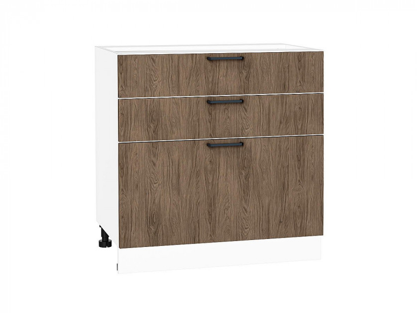 Шкаф нижний с 3-мя ящиками Флэт Brown Casella Oak 2S / Белый 816*800*478 мм