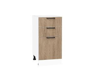 Шкаф нижний с 3-мя ящиками Флэт Natural Casella Oak 2S / Белый 816*400*478 мм