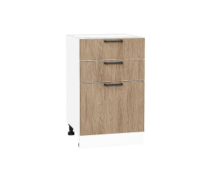 Шкаф нижний с 3-мя ящиками Флэт Natural Casella Oak 2S / Белый 816*500*478 мм
