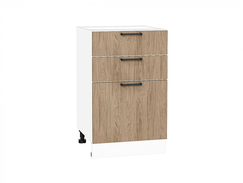 Шкаф нижний с 3-мя ящиками Флэт Natural Casella Oak 2S / Белый 816*500*478 мм