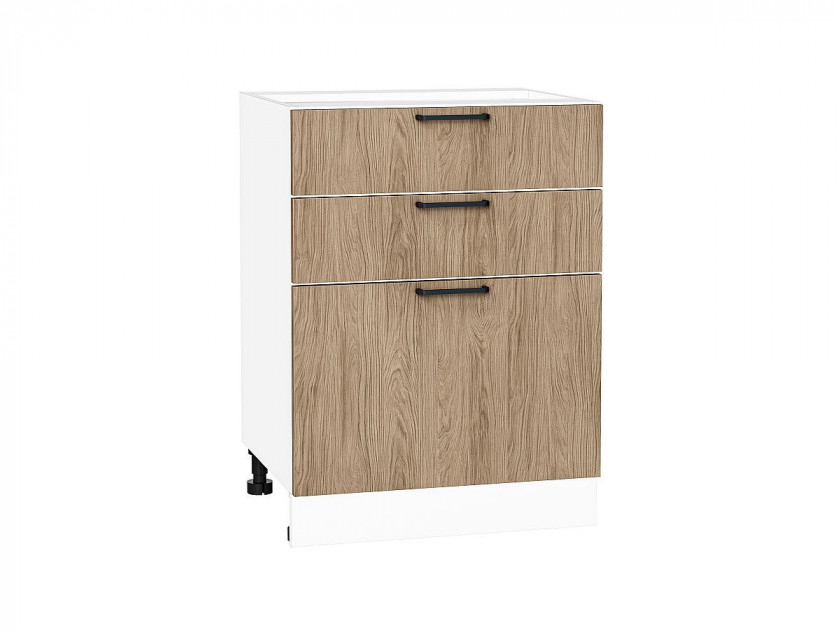 Шкаф нижний с 3-мя ящиками Флэт Natural Casella Oak 2S / Белый 816*600*478 мм