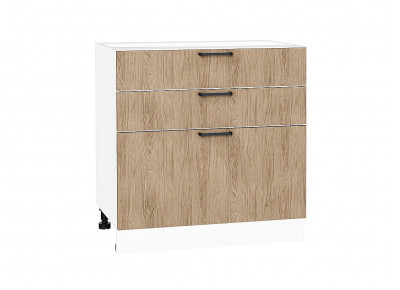 Шкаф нижний с 3-мя ящиками Флэт Natural Casella Oak 2S / Белый 816*800*478 мм