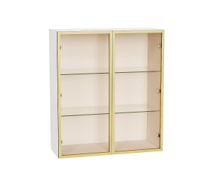 Шкаф верхний с 2-мя остекленными дверцами Золотой / Белый 920*800*322