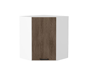 Шкаф верхний угловой Флэт Brown Casella Oak 2S / Белый 716*600*600 мм
