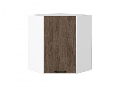 Шкаф верхний угловой Флэт Brown Casella Oak 2S / Белый 716*600*600 мм