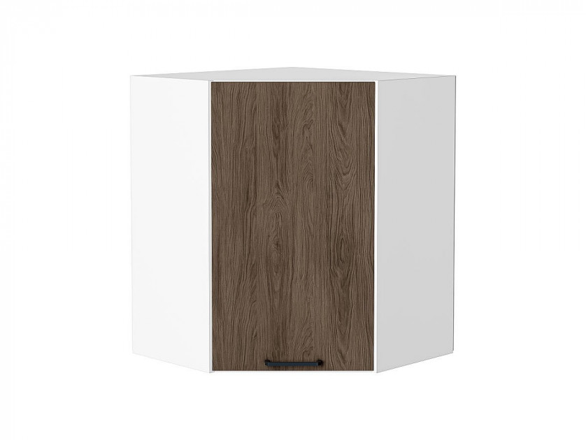 Шкаф верхний угловой Флэт Brown Casella Oak 2S / Белый 716*600*600 мм