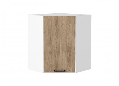Шкаф верхний угловой Флэт Natural Casella Oak 2S / Белый 716*600*600 мм
