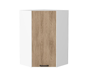 Шкаф верхний угловой Флэт Natural Casella Oak 2S / Белый 920*600*600 мм