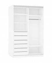 Шкаф-купе Экспресс 2-х дверный, ЛДСП, с 6 ящиками 120х60х240 см. (Белый снег)