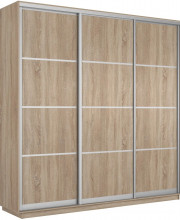 Шкаф-купе Экспресс, сонома, 210х220х60 см, профиль серебро, 1 штанга, 9 полок ЛДСП