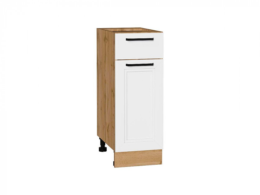 Шкаф нижний с 1-ой дверцей и ящиком Нео White Silk / Дуб Вотан 816*300*480 мм