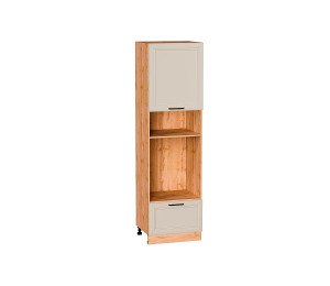 Шкаф пенал с 1-ой дверцей и ящиком под технику Нео Cream Silk / Дуб Вотан 2132*600*576 мм