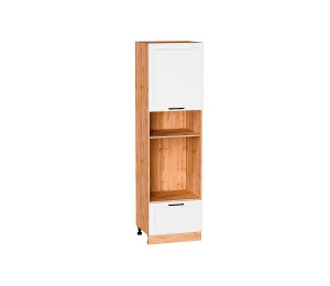 Шкаф пенал с 1-ой дверцей и ящиком под технику Нео White Silk / Дуб Вотан 2132*600*576 мм