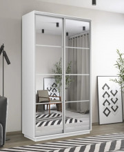 Шкаф купе Экспресс, белый снег, 120х220х60 см, профиль серебро профиль, 1 штанга, 4 полки
