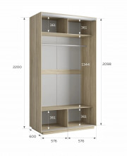 Шкаф купе Экспресс, белый снег, 120х220х60 см, профиль серебро профиль, 1 штанга, 4 полки