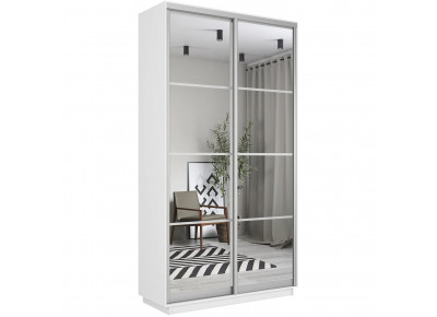 Шкаф купе Экспресс, белый снег, 140х220х60 см, профиль серебро профиль, 1 штанга, 7 полок