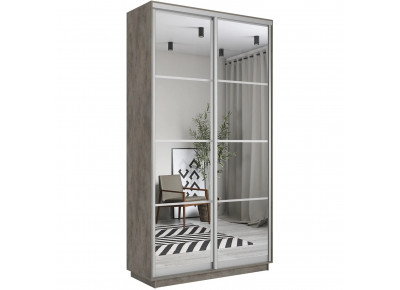 Шкаф купе Экспресс, бетон, 120х220х60 см, профиль серебро профиль, 1 штанга, 4 полки