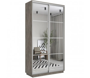 Шкаф купе Экспресс, бетон, 140х220х60 см, профиль серебро профиль, 1 штанга, 7 полок