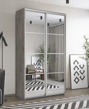 Шкаф купе Экспресс, бетон, 140х220х60 см, профиль серебро профиль, 1 штанга, 7 полок