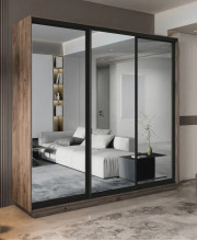Шкаф-купе Экспресс, крафт табачный, 210х240х60 см, профиль черный профиль, 1 штанга, 9 полок