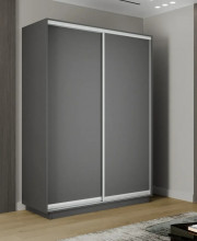Шкаф купе Экспресс, серый диамант, 160х220х60 см, профиль серебро профиль, 1 штанга, 7 полок