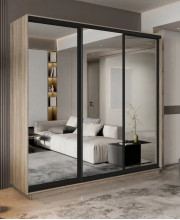 Шкаф-купе Экспресс, сонома, 210х220х60 см, профиль черный профиль, 1 штанга, 9 полок