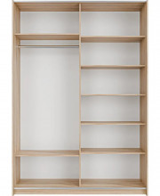 Шкаф-купе Прайм, серый диамант, 160х230х57 см, профиль черный профиль, 1 штанга, 7 полок