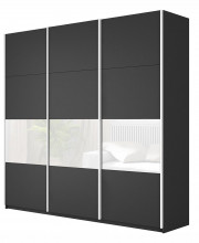 Шкаф-купе 3-дверный Magnus 240х230 см, серый диамант, белый глянец, профиль - белый