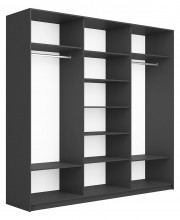 Шкаф-купе 3-дверный Magnus 240х230 см, серый диамант, белый глянец, профиль - белый