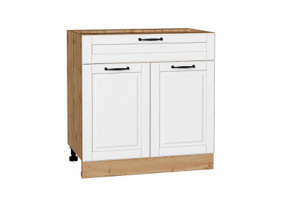 Шкаф нижний с 2-мя дверцами и ящиком Дублин Special White/Дуб Вотан 816*800*478
