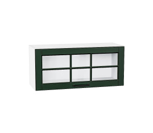 Шкаф верхний горизонтальный остекленный Дублин Special Green/Белый 358*800*318