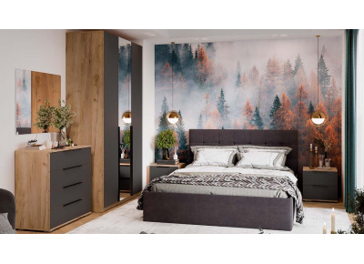 Спальня Джоли Дуб Крафт золотой, Графит матовый